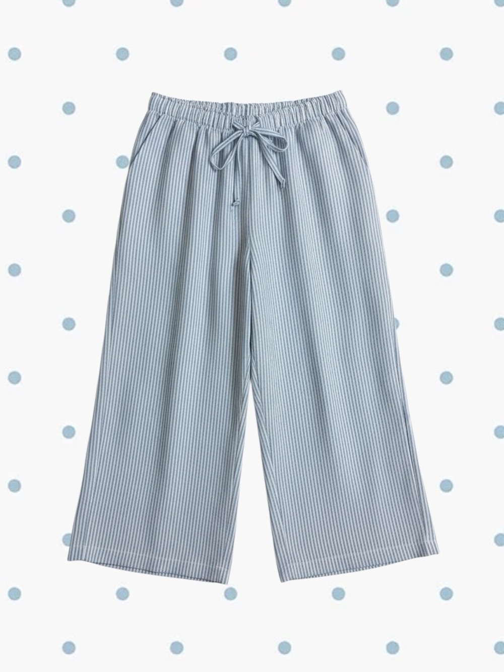 Messini Blue & White Striped Capri Pants